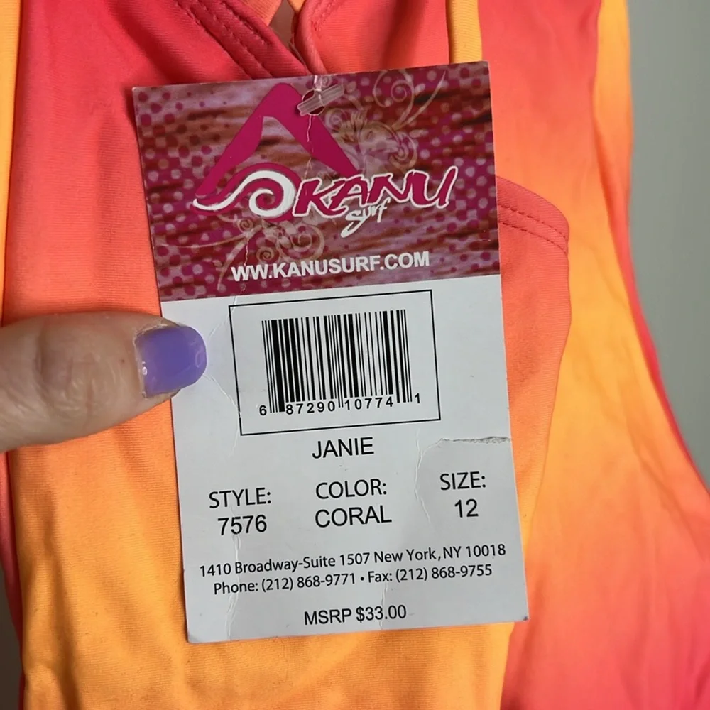 NWT Kanu‎ Surf Vibrant Pink and Orange One-Piece Swimsuit- 12